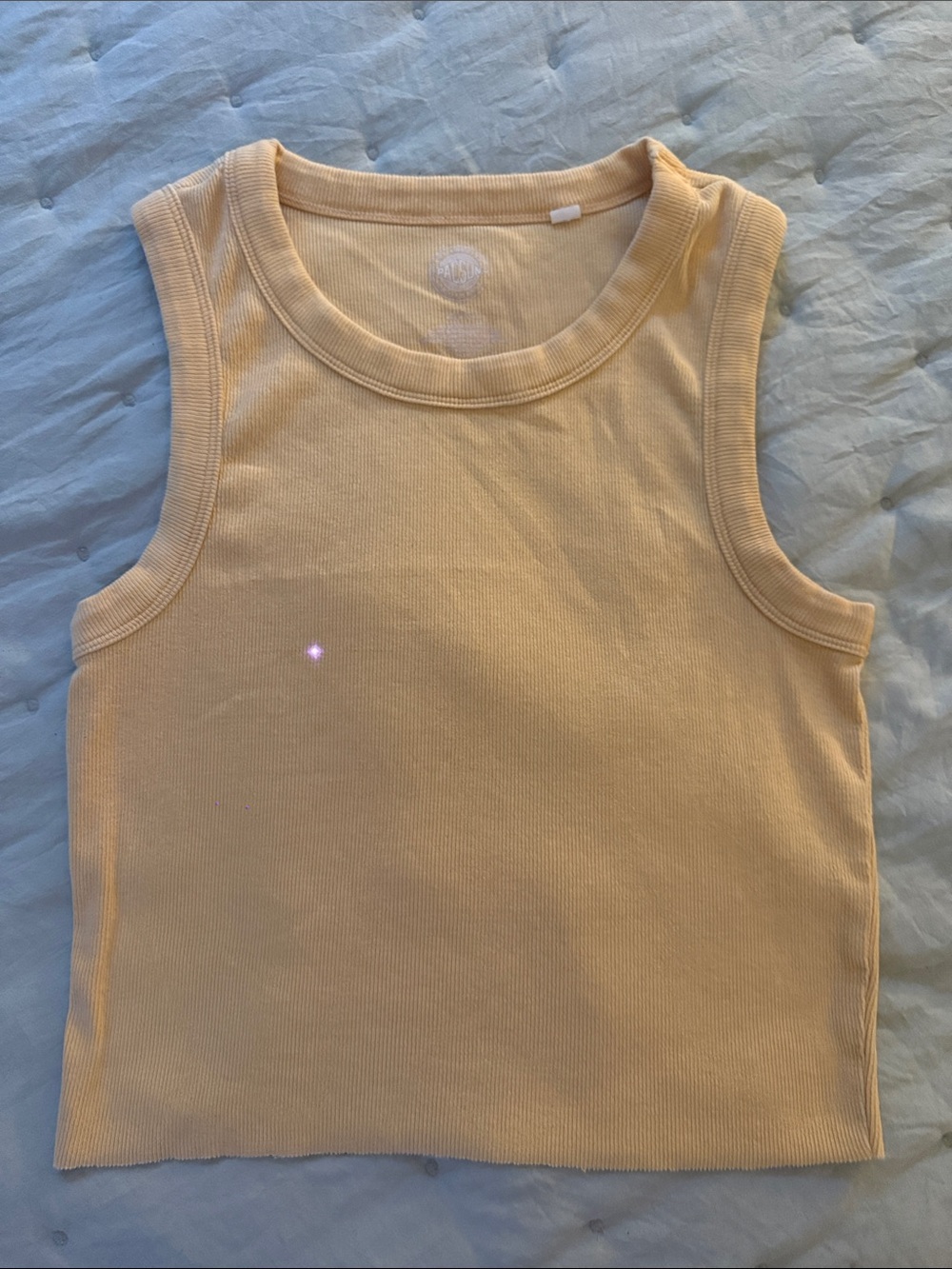 Kids Sleeveless Ribbed Tank Top - Pale Yellow